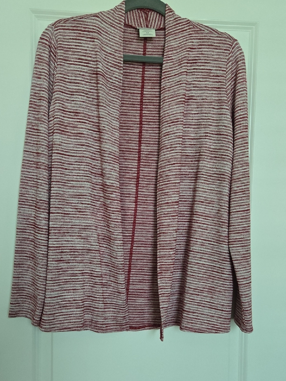 Van Heusen Open-Front Striped Cardigan - Red & White